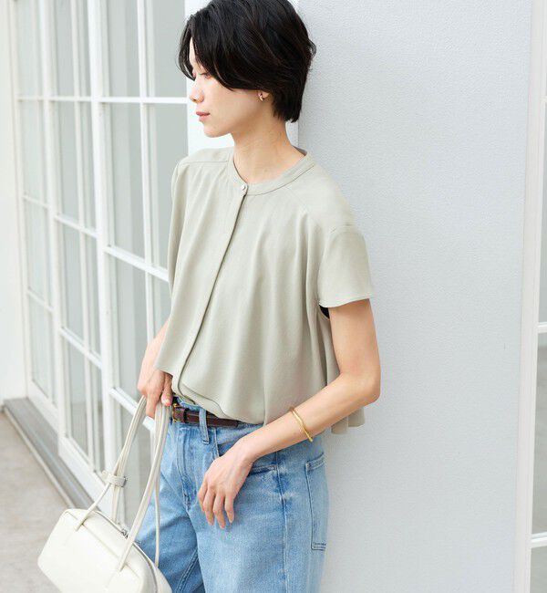 UNITED ARROWS green label relaxing「ジョーゼット  ヨークフレア ショートスリーブ ブラウス マシンウォッシャブル 接触冷感」|シャツ・ブラウス|