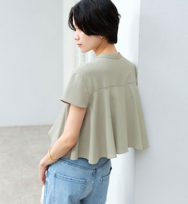 UNITED ARROWS green label relaxing「ジョーゼット  ヨークフレア ショートスリーブ ブラウス マシンウォッシャブル 接触冷感」|シャツ・ブラウス|