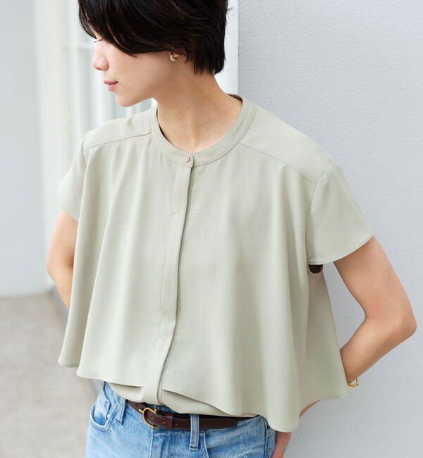 UNITED ARROWS green label relaxing「ジョーゼット  ヨークフレア ショートスリーブ ブラウス マシンウォッシャブル 接触冷感」|シャツ・ブラウス|