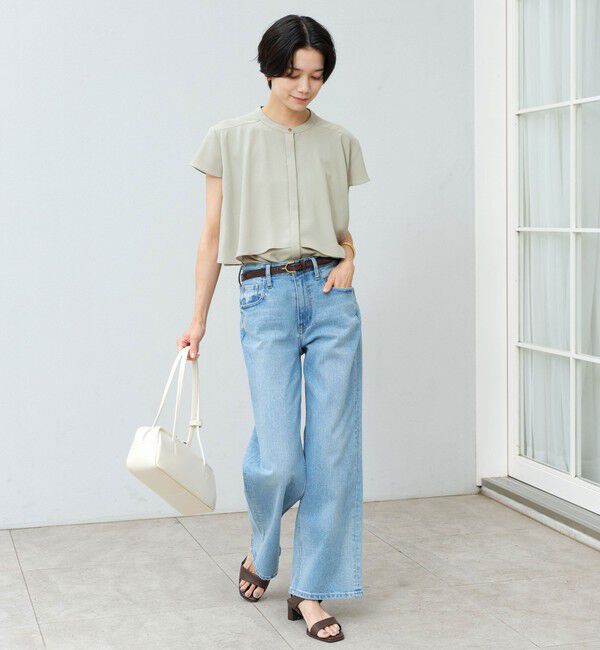 UNITED ARROWS green label relaxing「ジョーゼット  ヨークフレア ショートスリーブ ブラウス マシンウォッシャブル 接触冷感」|シャツ・ブラウス|
