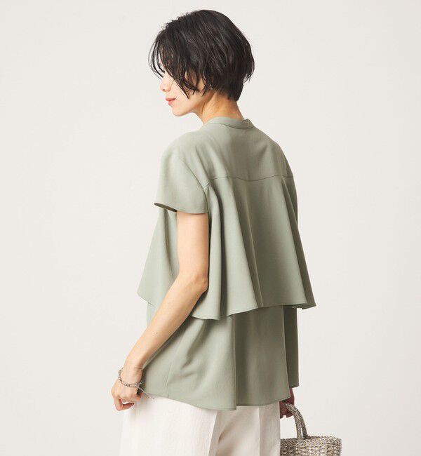 UNITED ARROWS green label relaxing「ジョーゼット  ヨークフレア ショートスリーブ ブラウス マシンウォッシャブル 接触冷感」|シャツ・ブラウス|