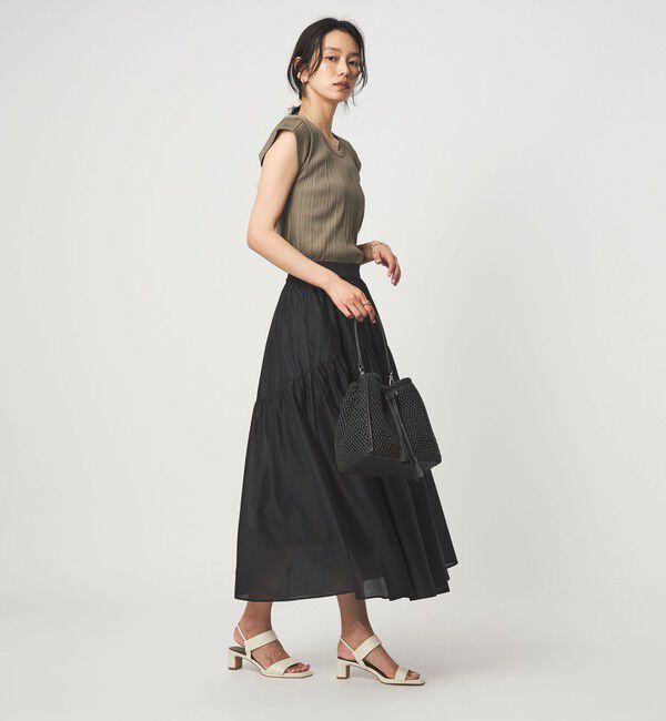 UNITED ARROWS green label relaxing「シアー ラウンド キリカエ ギャザー スカート」|フレア|
