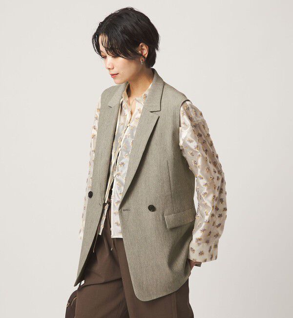 UNITED ARROWS green label relaxing「ツイードライク ジレ マシンウォッシャブル 帯電防止 」|ベスト・ジレ|BEIGE