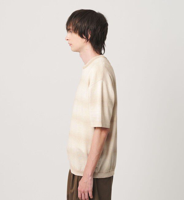 BEAUTY&YOUTH UNITED ARROWS「シアー オンブレ ボーダー クルーネック Tシャツ ウォッシャブル」|ニット・セーター|