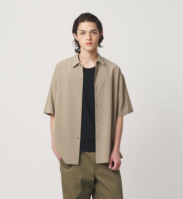 MONKEY TIME「シアー グリッド シャツ」|シャツ・ブラウス|BEIGE