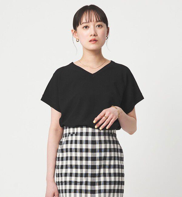 UNITED ARROWS green label relaxing「Vネック プルオーバー ニット ウォッシャブル 接触冷感 UVカット」|ニット・セーター|BLACK