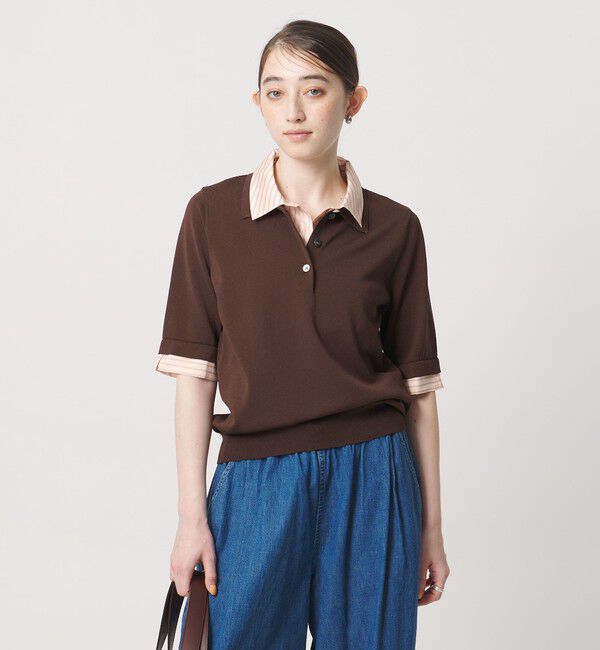 UNITED ARROWS「ポロコンビ 4WAY ニット ‐ウォッシャブル‐」|ニット・セーター|DK.BROWN