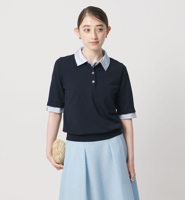 UNITED ARROWS「ポロコンビ 4WAY ニット ‐ウォッシャブル‐」|ニット・セーター|NAVY