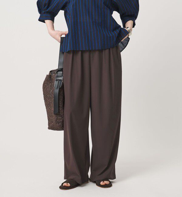 UNITED ARROWS「ジャージー タック ワイドパンツ ‐ウォッシャブル‐」|スラックス|