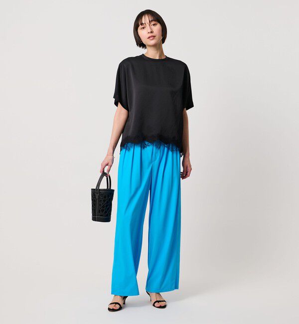 UNITED ARROWS「ジャージー タック ワイドパンツ ‐ウォッシャブル‐」|スラックス|
