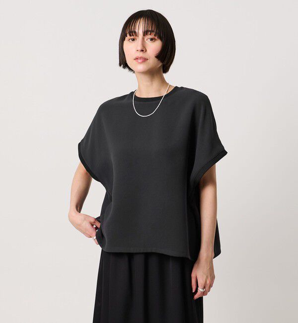 UNITED ARROWS「COMFY ドルマン ショートスリーブ ブラウス ‐防汚 UVカット ウォッシャブル‐」|シャツ・ブラウス|DK.GRAY
