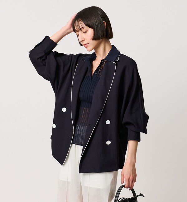 UNITED ARROWS「パイピング ドルマン ブラウス ジャケット ‐ウォッシャブル‐」|テーラードジャケット|