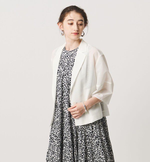 UNITED ARROWS「シアー ショート ジャケット ‐ウォッシャブル‐」|テーラードジャケット|OFF WHITE