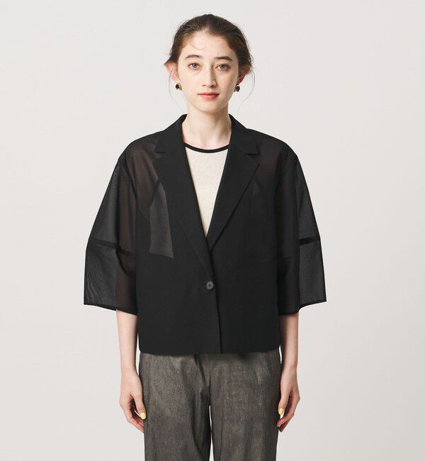 UNITED ARROWS「シアー ショート ジャケット ‐ウォッシャブル‐」|テーラードジャケット|