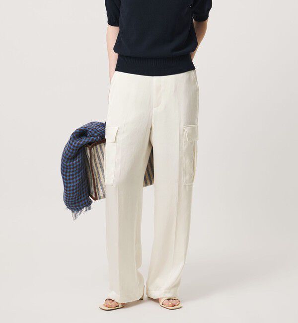 UNITED ARROWS「サテン クリーン ポケット パンツ OFF WHITE ‐ウォッシャブル‐」|カーゴ|OFF WHITE