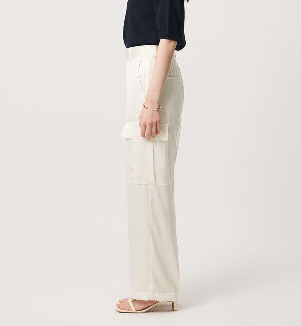 UNITED ARROWS「サテン クリーン ポケット パンツ OFF WHITE ‐ウォッシャブル‐」|カーゴ|