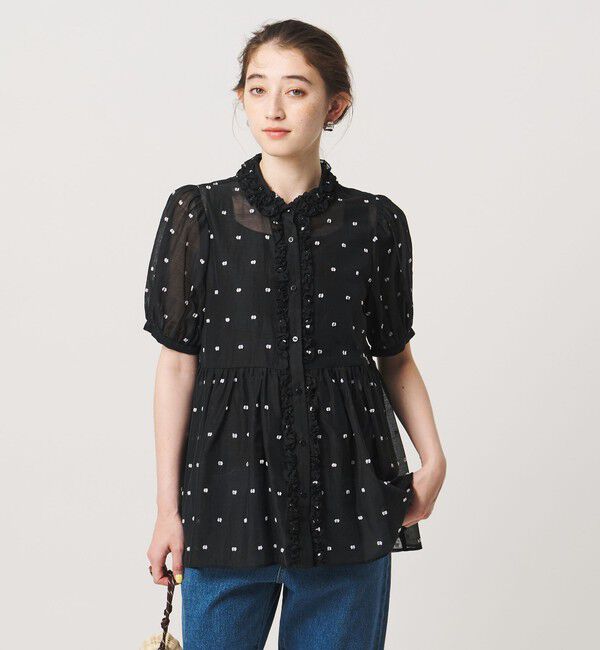 UNITED ARROWS「2トーン ドット ジャガード シャツ」|シャツ・ブラウス|BLACK