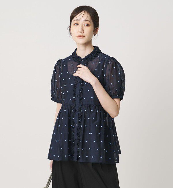 UNITED ARROWS「2トーン ドット ジャガード シャツ」|シャツ・ブラウス|NAVY