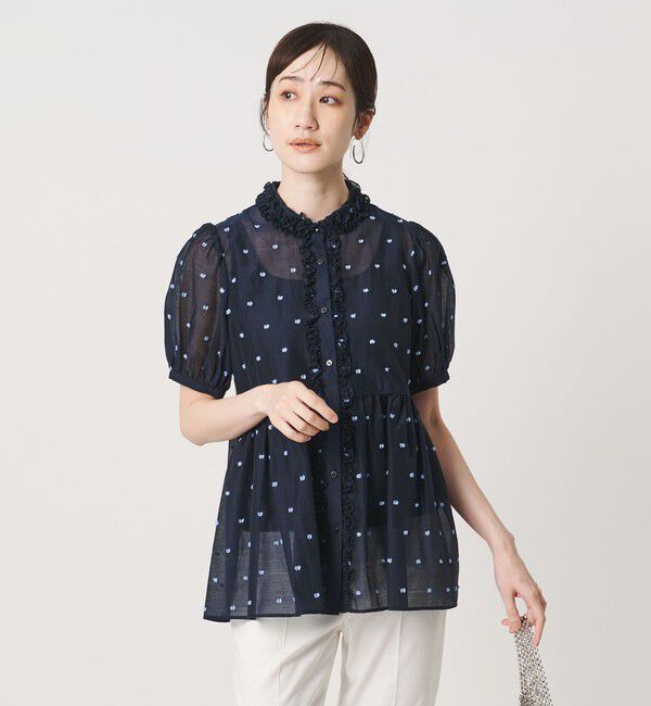 UNITED ARROWS「2トーン ドット ジャガード シャツ」|シャツ・ブラウス|