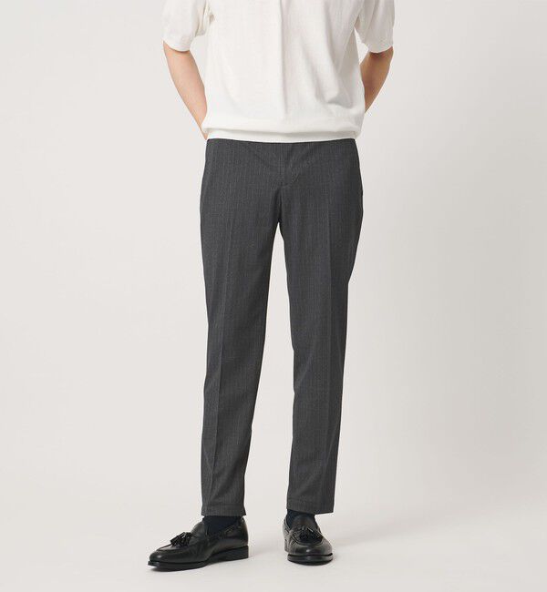 UNITED ARROWS「トリコット ストライプ ノープリーツ パンツ UA COZY ウォッシャブル ストレッチ 通気性」|スラックス|