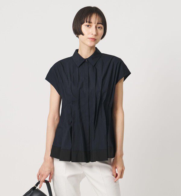 UNITED ARROWS「タック フレンチスリーブ シャツ」|シャツ・ブラウス|NAVY