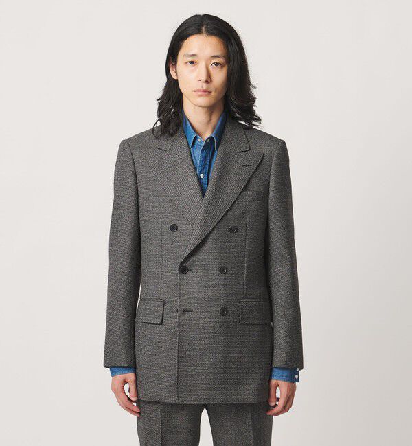 UNITED ARROWS「ハウンドトゥース ダブル 6ボタン テーラードジャケット ヨコストレッチ」|スーツ|