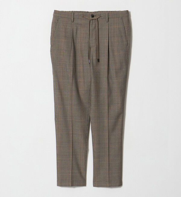 UNITED ARROWS「＜SOVEREIGN＞ ブラウン グレンチェック ハーフギャザー イージースラックス」|チノ|