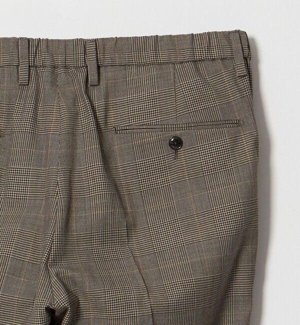 UNITED ARROWS「＜SOVEREIGN＞ ブラウン グレンチェック ハーフギャザー イージースラックス」|チノ|