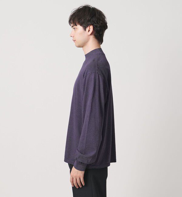 UNITED ARROWS「【別注】＜YONETOMI＞ガーメントダイ モックネック ボーダー Tシャツ」|Tシャツ・カットソー|