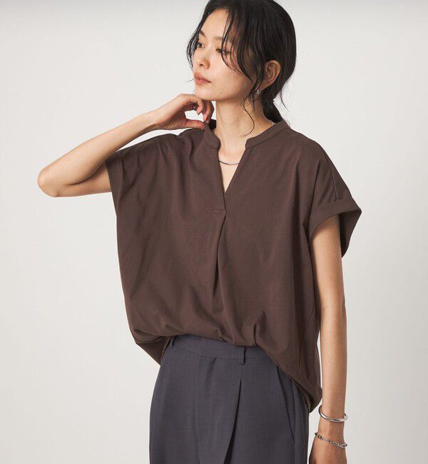 UNITED ARROWS green label relaxing「【WEB限定】＜at ease＞スキッパー カットソー 接触冷感 UVカット 遮熱」|Tシャツ・カットソー|