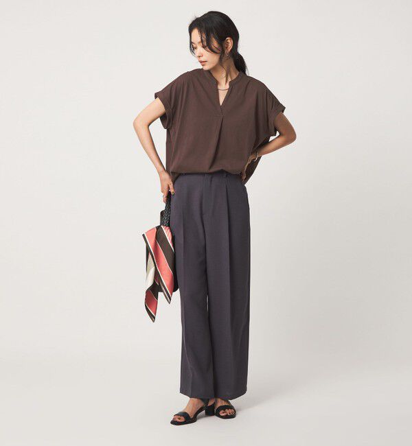 UNITED ARROWS green label relaxing「【WEB限定】＜at ease＞スキッパー カットソー 接触冷感 UVカット 遮熱」|Tシャツ・カットソー|