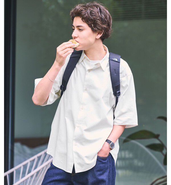 UNITED ARROWS green label relaxing「FINE BASIC スビン オックスフォード ジャストルーズ 半袖 シャツ」|シャツ・ブラウス|WHITE