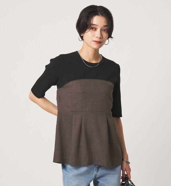 UNITED ARROWS green label relaxing「ネップツイル ドッキング プルオーバー ウォッシャブル」|シャツ・ブラウス|