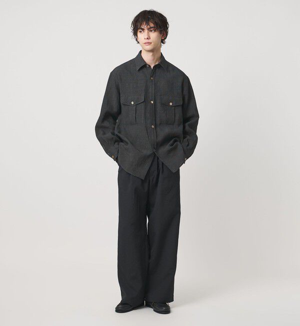 UNITED ARROWS「＜District＞リネン オックスフォード ２ポケット レギュラーカラーシャツ」|カーディガン|