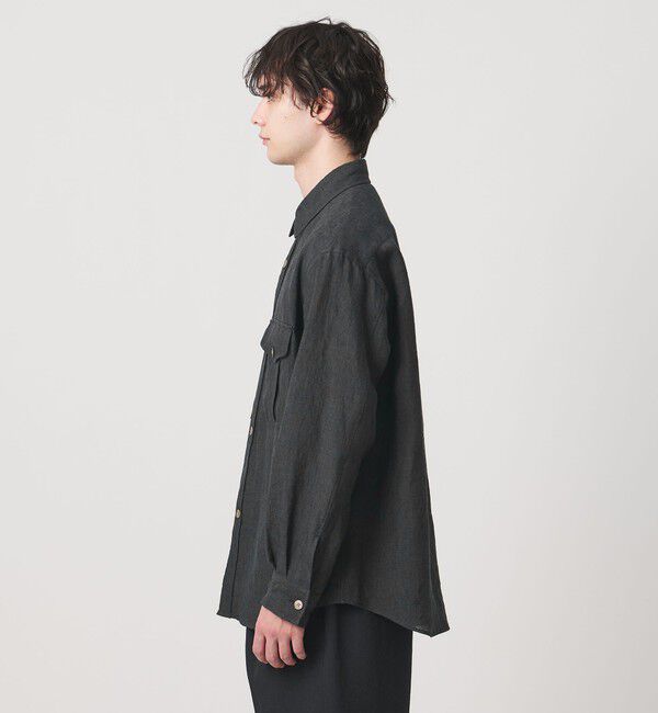 UNITED ARROWS「＜District＞リネン オックスフォード ２ポケット レギュラーカラーシャツ」|カーディガン|
