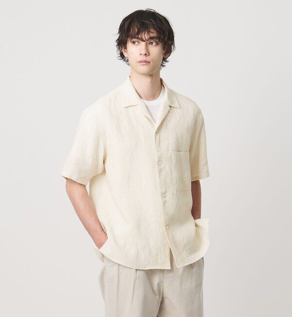 UNITED ARROWS「＜District＞リネン オックスフォード オープンカラーシャツ」|シャツ・ブラウス|OFF WHITE