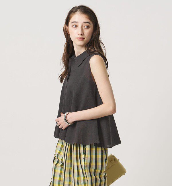 UNITED ARROWS「ペプラム フレア ノースリーブ ニット ‐ウォッシャブル‐」|ニット・セーター|