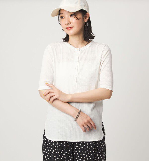 UNITED ARROWS green label relaxing「【WEB限定】＜at ease＞シアーテレコ ヘンリーネック ショートスリーブ カットソー」|Tシャツ・カットソー|