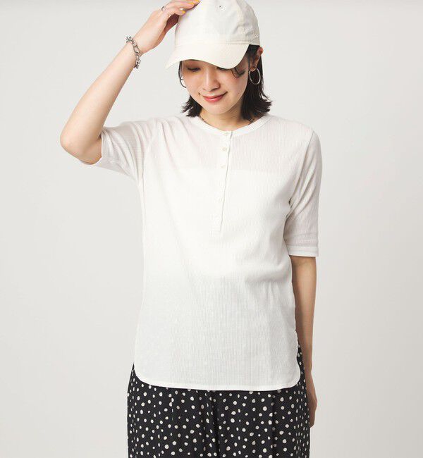 UNITED ARROWS green label relaxing「【WEB限定】＜at ease＞シアーテレコ ヘンリーネック ショートスリーブ カットソー」|Tシャツ・カットソー|