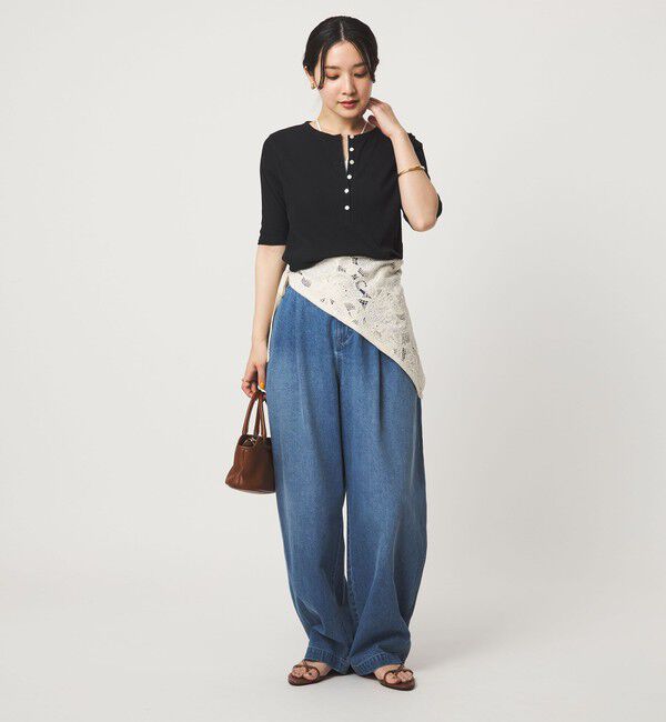 UNITED ARROWS green label relaxing「【WEB限定】＜at ease＞シアーテレコ ヘンリーネック ショートスリーブ カットソー」|Tシャツ・カットソー|