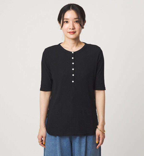 UNITED ARROWS green label relaxing「【WEB限定】＜at ease＞シアーテレコ ヘンリーネック ショートスリーブ カットソー」|Tシャツ・カットソー|