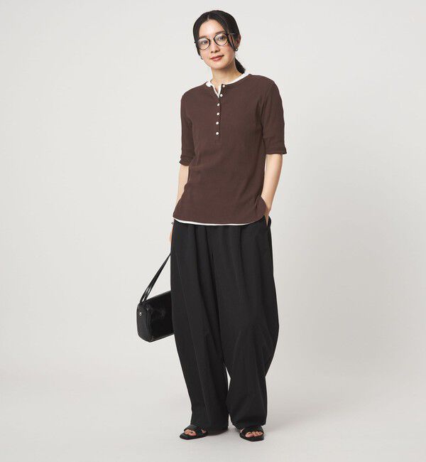 UNITED ARROWS green label relaxing「【WEB限定】＜at ease＞シアーテレコ ヘンリーネック ショートスリーブ カットソー」|Tシャツ・カットソー|