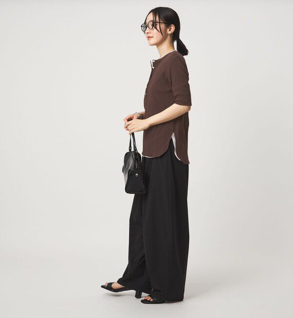 UNITED ARROWS green label relaxing「【WEB限定】＜at ease＞シアーテレコ ヘンリーネック ショートスリーブ カットソー」|Tシャツ・カットソー|