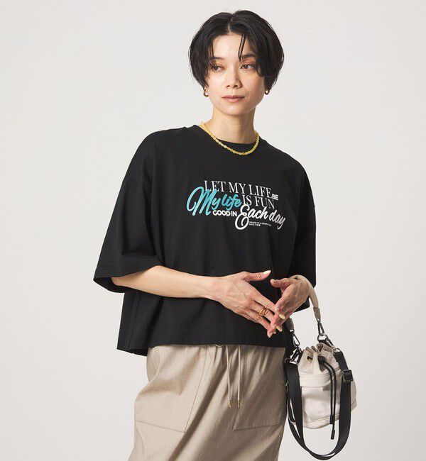 UNITED ARROWS green label relaxing「バック タック ロゴ Tシャツ」|Tシャツ・カットソー|BLACK