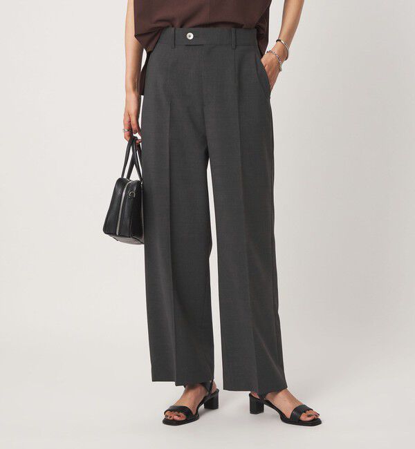 UNITED ARROWS green label relaxing「リネンライク ストレート パンツ 2 マシンウォッシャブル 接触冷感」|スラックス|DK.GRAY
