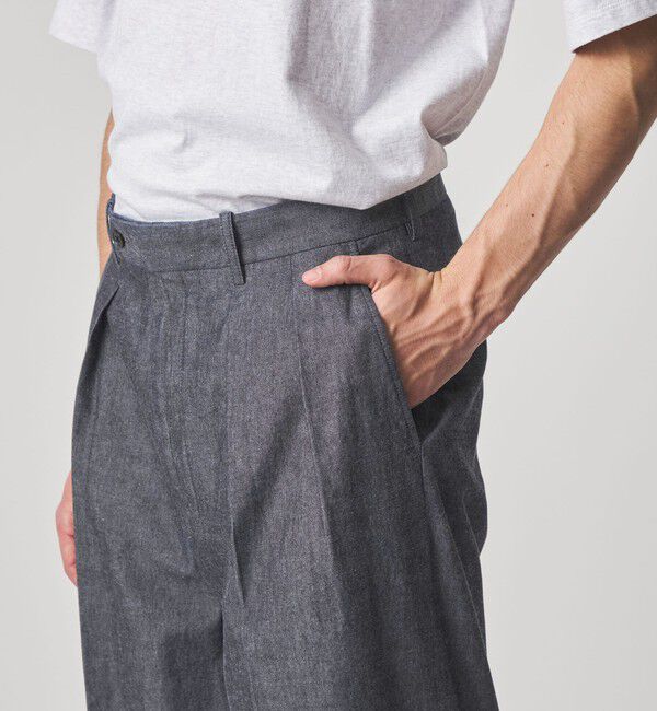STEVEN ALAN「＜Steven Alan＞ デニムシャンブレー イン ツープリーツ ドレス トラウザーズ」|スラックス|