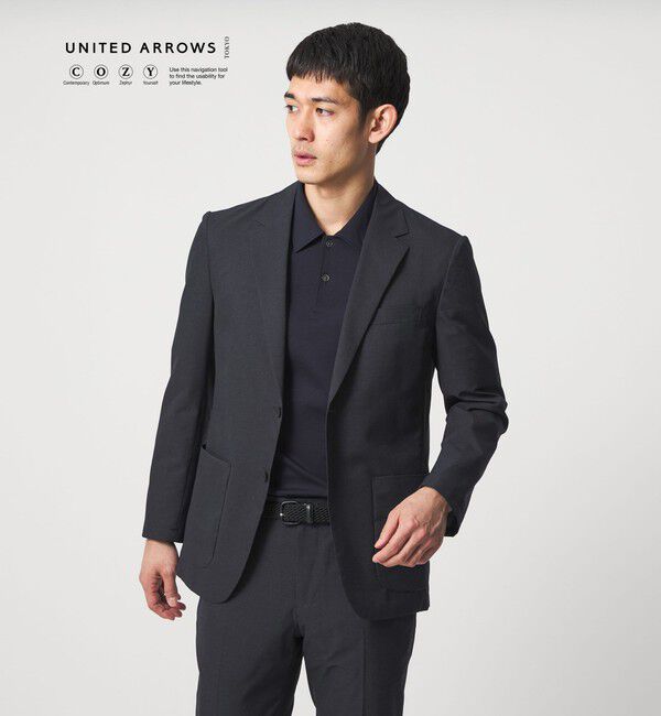 UNITED ARROWS「COOL DOTS プリント シングル 2ボタン テーラードジャケット UA COZY ウォッシャブル 2WAYストレッチ」|テーラードジャケット|NAVY