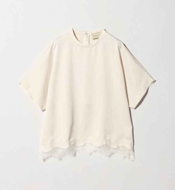 UNITED ARROWS「サテン レース コンビ ブラウス」|シャツ・ブラウス|