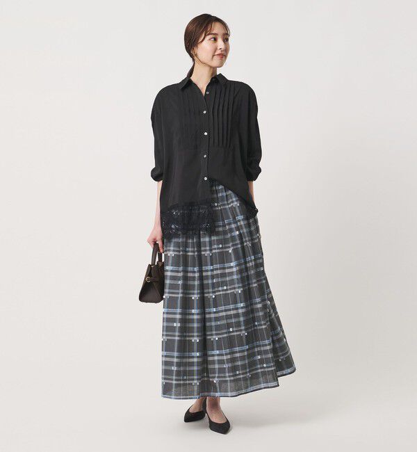 UNITED ARROWS「チェック リボン カットジャガード スカート」|スカート|