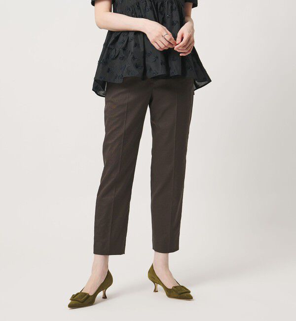 UNITED ARROWS「シャイニー スリム パンツ ‐ストレッチ ウォッシャブル‐」|スラックス|DK.BROWN